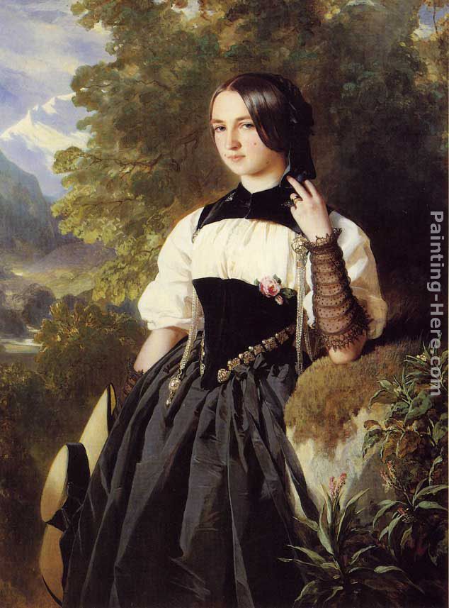 A Swiss Girl from Interlaken painting - Franz Xavier Winterhalter A Swiss Girl from Interlaken art painting